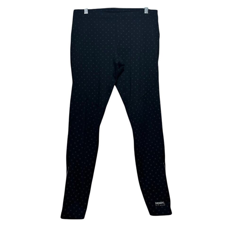 Running Room Fit-Wear Leggings Womens Medium Black Reflective Dot Print Running